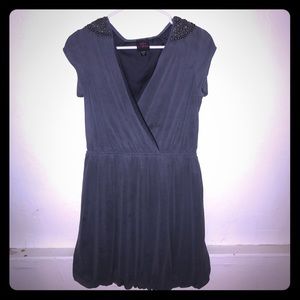 Gray dress with beads on shoulders